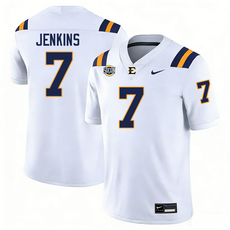 East Tennessee State Buccaneers #7 Mike Jenkins College Football Jerseys,Uniforms-White